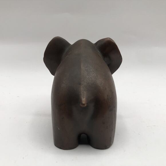 Brass Elephant Figurine Statue Small 4 In x 3.5 In Shelf Home Decor Collectible - Picture 4 of 7